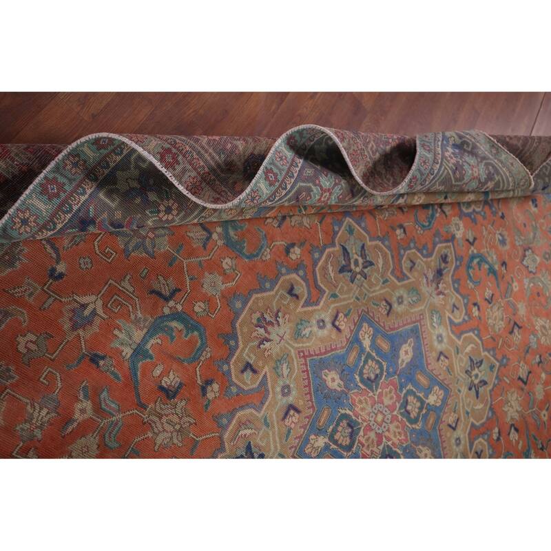 Tabriz Persian Vintage Area Rug Hand-Knotted Traditional Wool Carpet - 9'6"x 12'10"