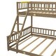 preview thumbnail 7 of 10, Walnut Twin XL over Queen Size Bunk Bed with Ladder and Guardrails for Kids