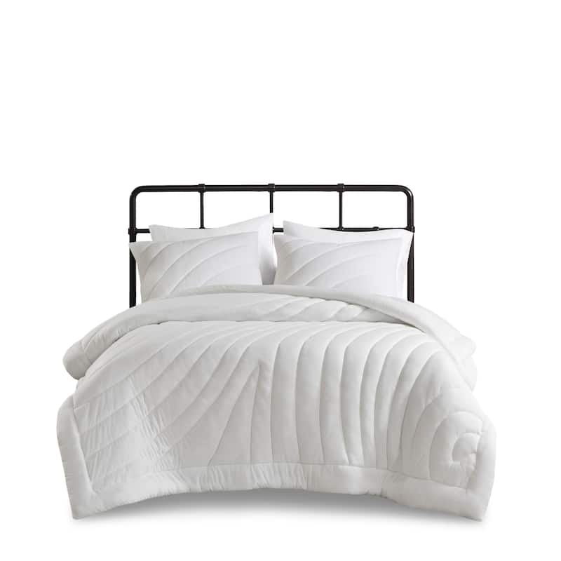 3 PCS King/Cal King Poly Jersey Puffy Comforter Set White