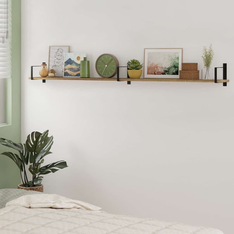 Wallniture Toledo 60 inch Shelf, Floating Bookshelves for Wall, Storage Shelves for Bedroom, Wood Shelves for Wall