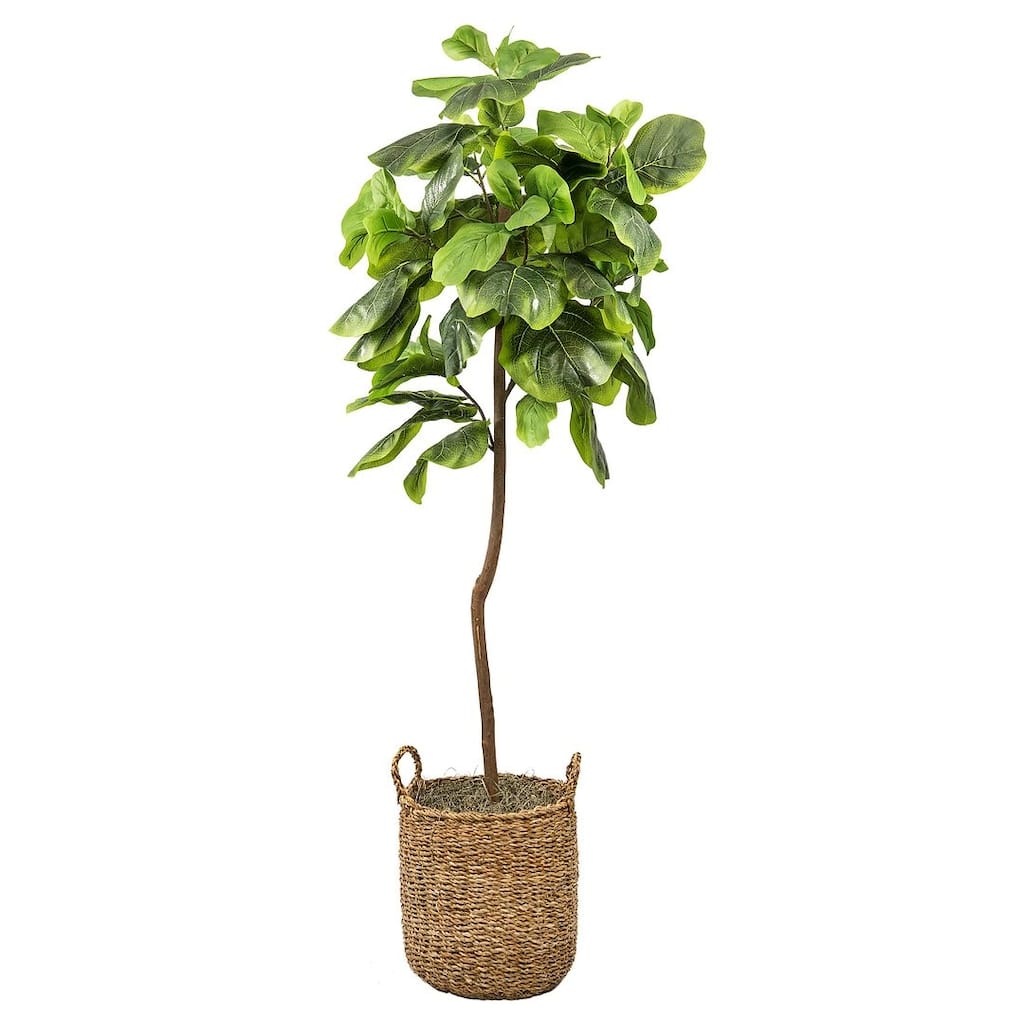 5-foot Artificial Fig Tree in Handled Basket