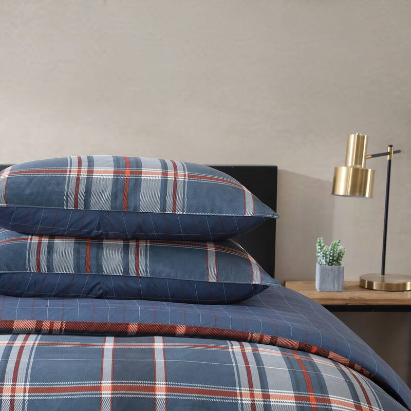 Eddie Bauer Shasta Lake Reversible Navy Duvet Cover Set