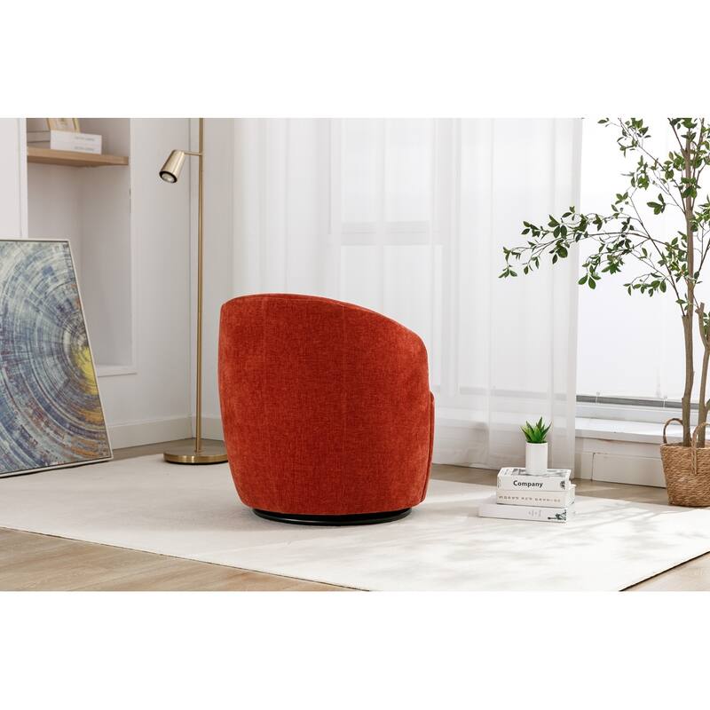 Chenille Fabric Swivel Accent Armchair Barrel Chair