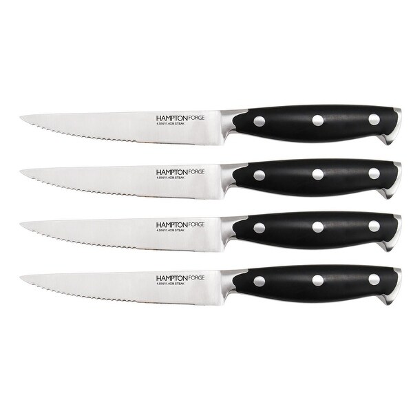 Hampton Forge 4 Piece Signature Madrid Steak Set Black and Silver