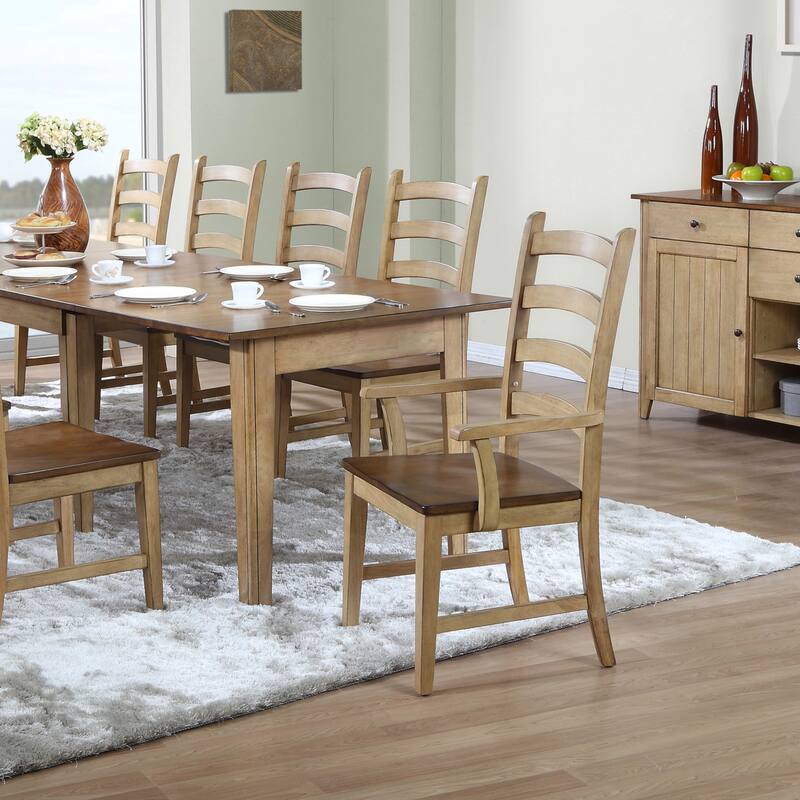 Ladder Back Dining Chairs Set of 2 - Armchairs, Farmhouse Style Seating