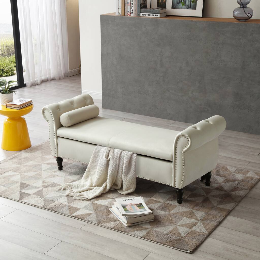 Kata Velvet Rectangular Storage Ottoman Sofa Stool Bench - Overstock ...