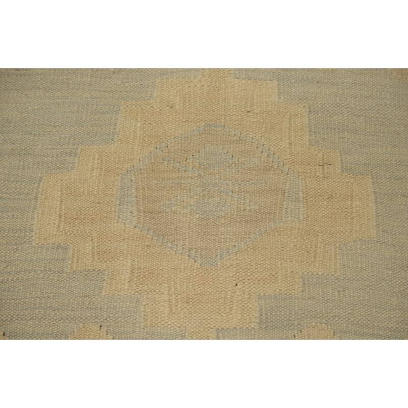 Hand Woven Oriental 100% Wool Carpet Southwestern Tribal Greys & Charcoal Kilim Area Rug - 4' 1'' X 2' 0''