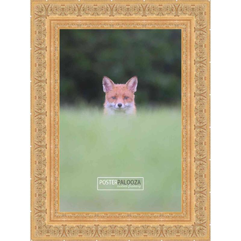 5x6 Ornate Gold Complete Wood Picture Frame with UV Acrylic Plexiglass, Foam Board Backing & Hardware Included - 5x6 Inch Frame