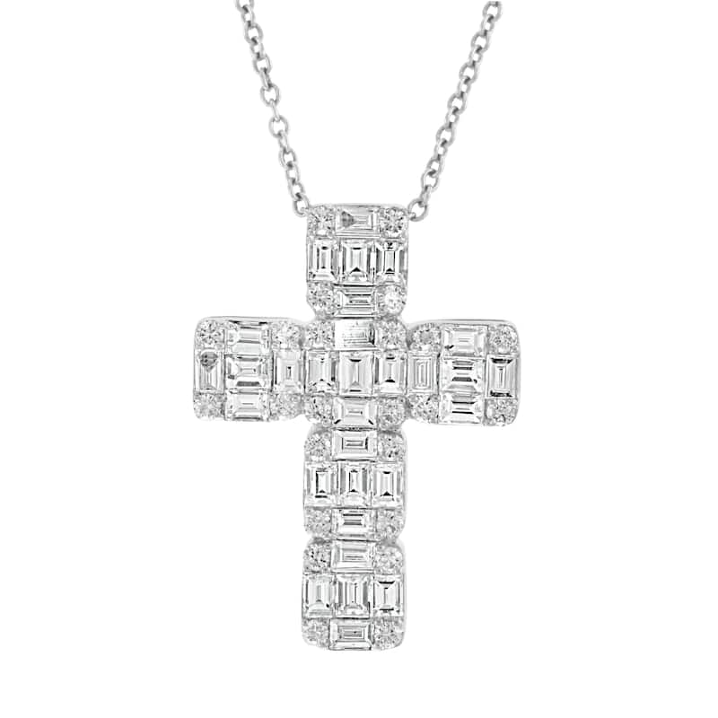 Effy Women's 14K White Gold Diamond Cross Pendant Necklace
