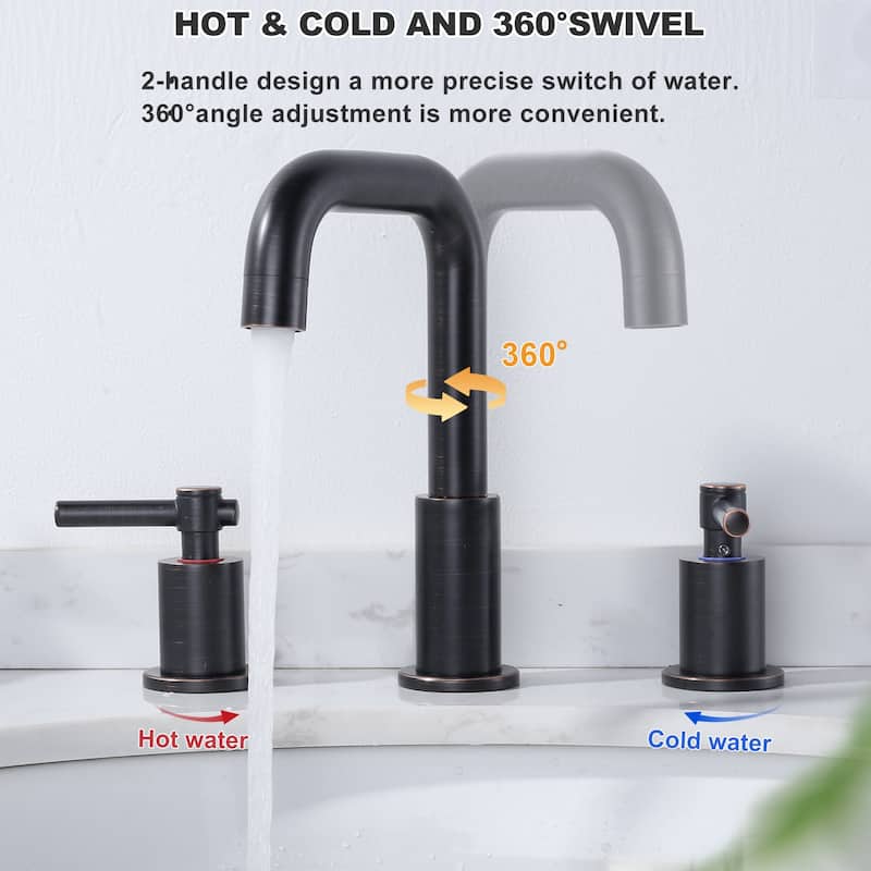 WOWOW 8 in. Widespread Double Handle Bathroom Faucet