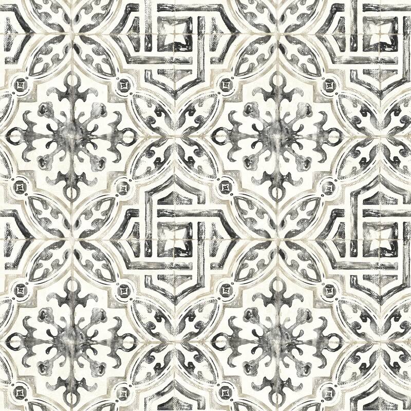 Tiles Eureka Sonoma Charcoal Spanish Tile 33' L X 20.5" W Wallpaper Roll - Charcoal
