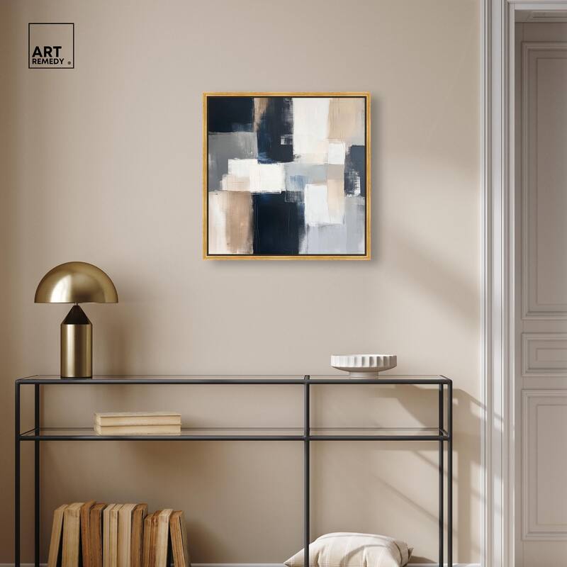 Blue and Tan Abstraction I Canvas by Art Remedy