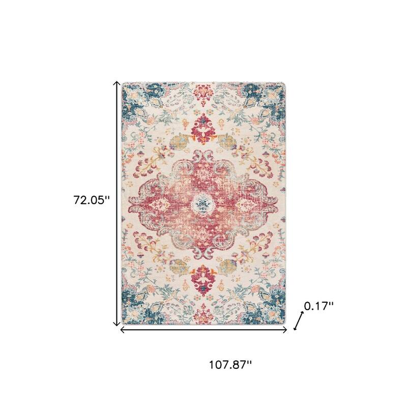 HomeRoots Medallion Traditional Rectangle Area Rug