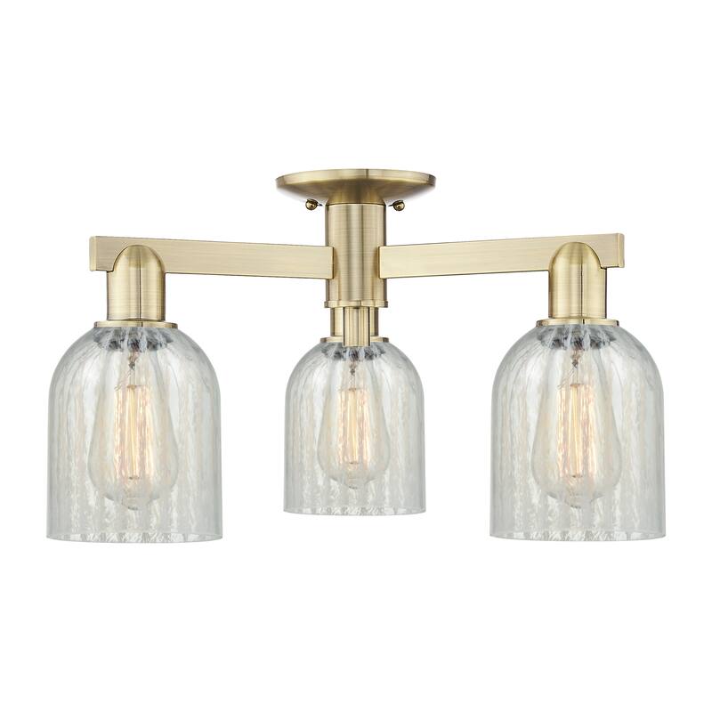 Innovations Lighting Endless Possibilities Arcadia - Caledonia - 3 Light 23" Semi-Flush Mount with Mouchette Shade - Mouchette/Antique Brass