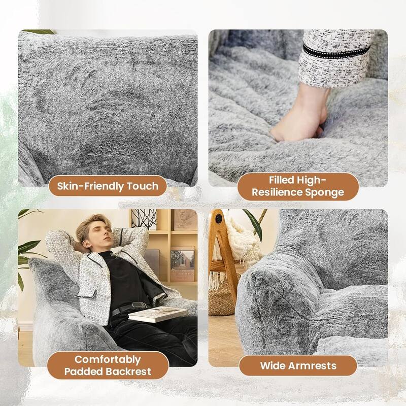 Mieres Fabric Bean Bag Chair with Ottoman
