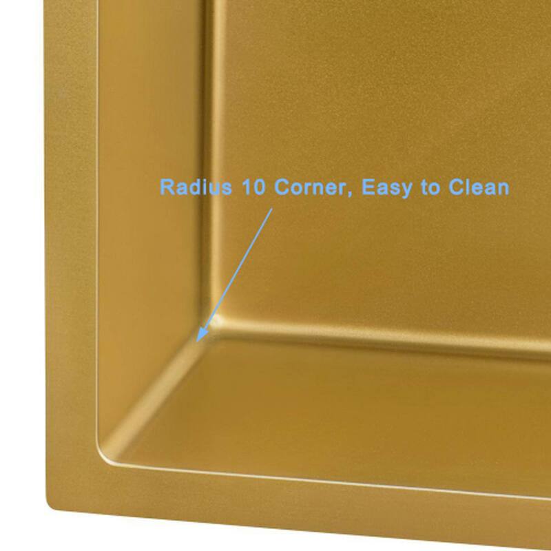 HIGOLD 30 inch Single Bowl Kitchen Sink Undermount,Stainless Steel Nano Sink, PVD Gold