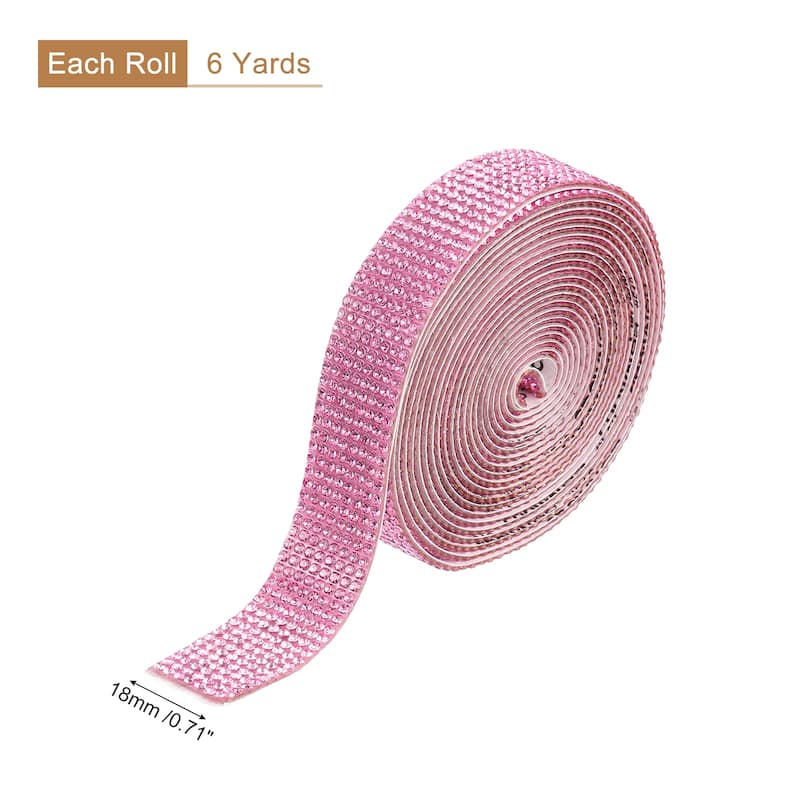Self Adhesive Rhinestone Strips, Crystal Rhinestone Ribbon - Light Pink - 3 yards x 0.71 inch