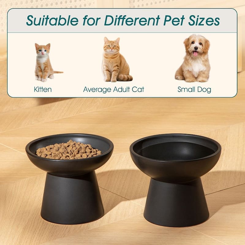 vancasso Elevated Stoneware 2-Piece Raised Dog & Cat Bowl Set