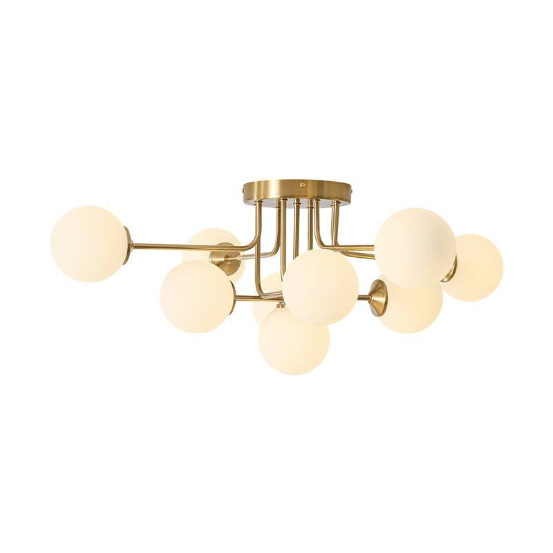 Linear Frosted Glass Globe Sputnik Semi Flush Ceiling Light