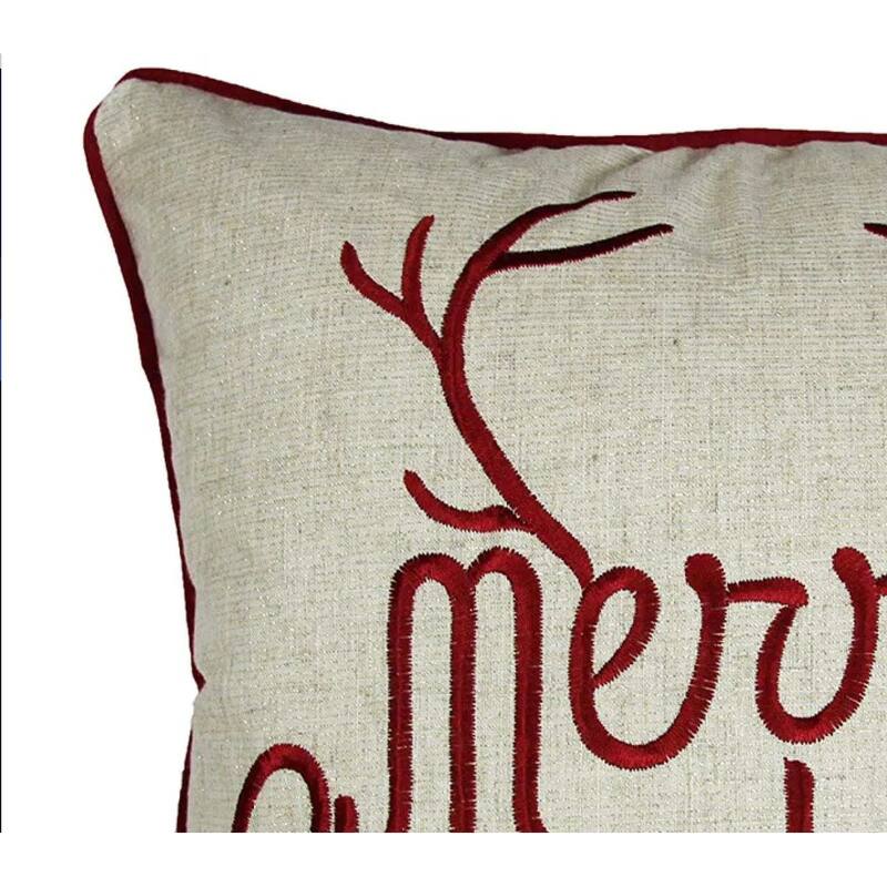 Merry Christmas and Happy New Year Throw Pillow - 20x20 Linen Look with Gold Accents and Insert
