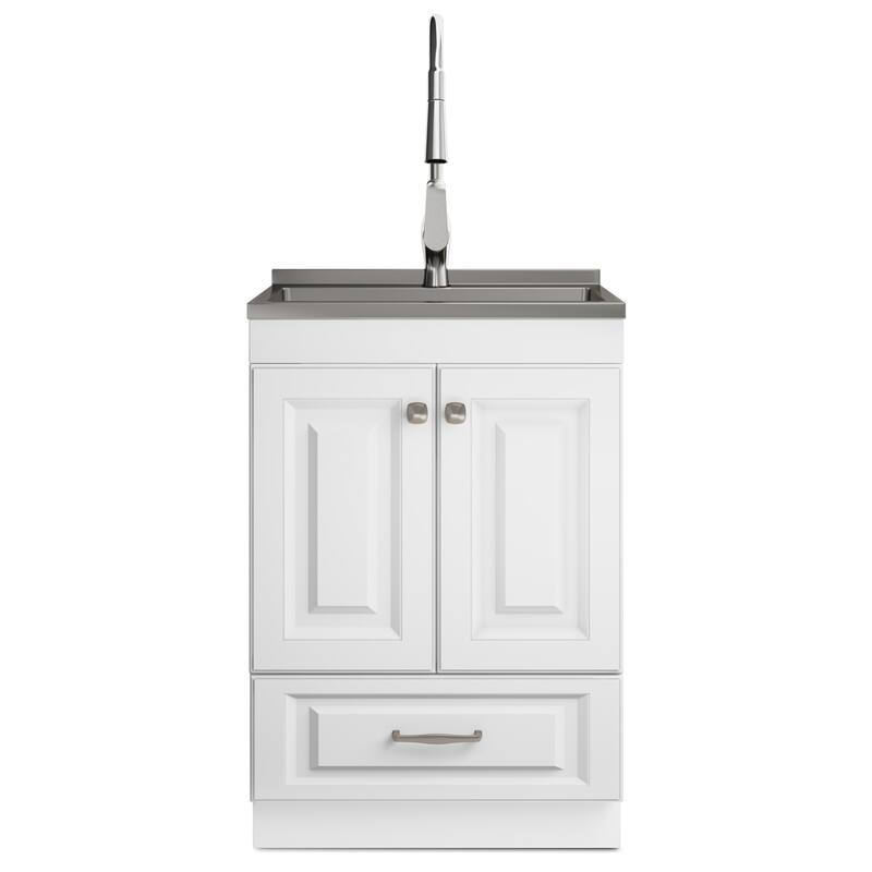 WYNDENHALL Bakersfield Transitional Laundry Cabinet with Faucet and Stainless Steel Sink