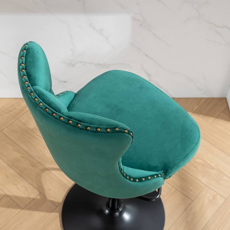 Velvet Upholstered Counter Height Wingback Barstools, Set of 2