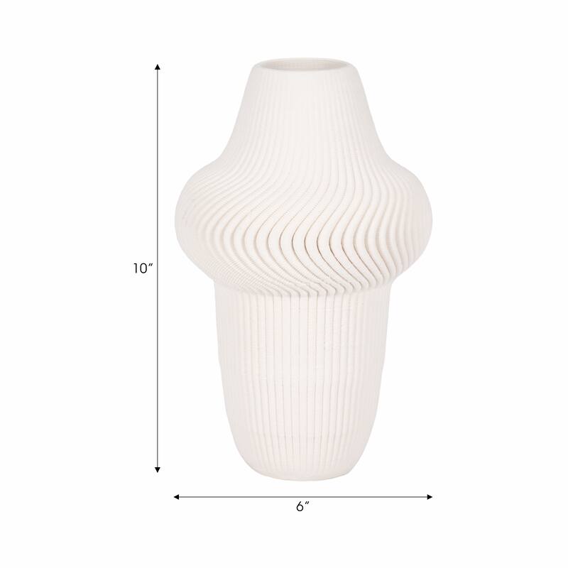 Porcelain Ribbed 3D Printed Vase - Ivory/Beige