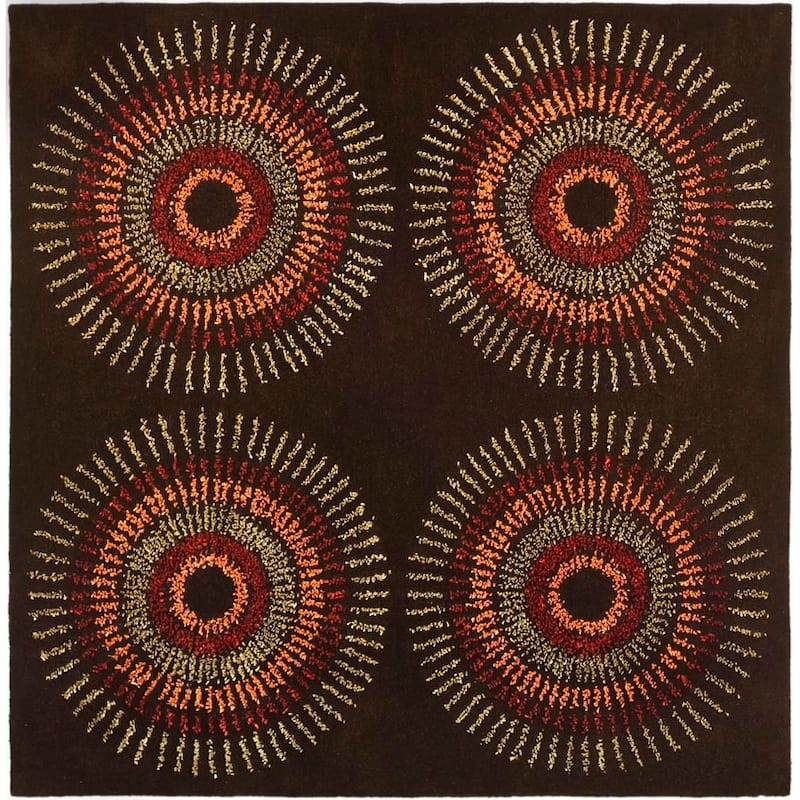 SAFAVIEH Handmade Soho Breann Deco Wool Rug - 6' Square - Brown/Gold