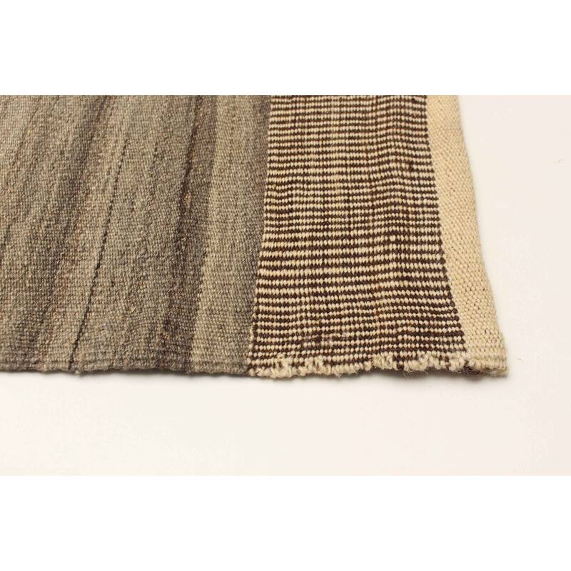 ECARPETGALLERY Flat-Weave Boho Brown Wool Kilim - 6'11 x 9'1