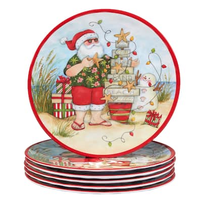 Certified International Santa's Wish Melamine 11" Dinner Plates, Set of 6 - 11-inch