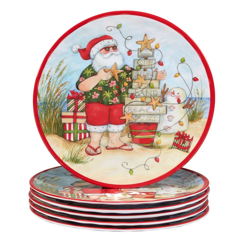 Certified International Santa's Wish Melamine 11" Dinner Plates, Set of 6 - 11-inch