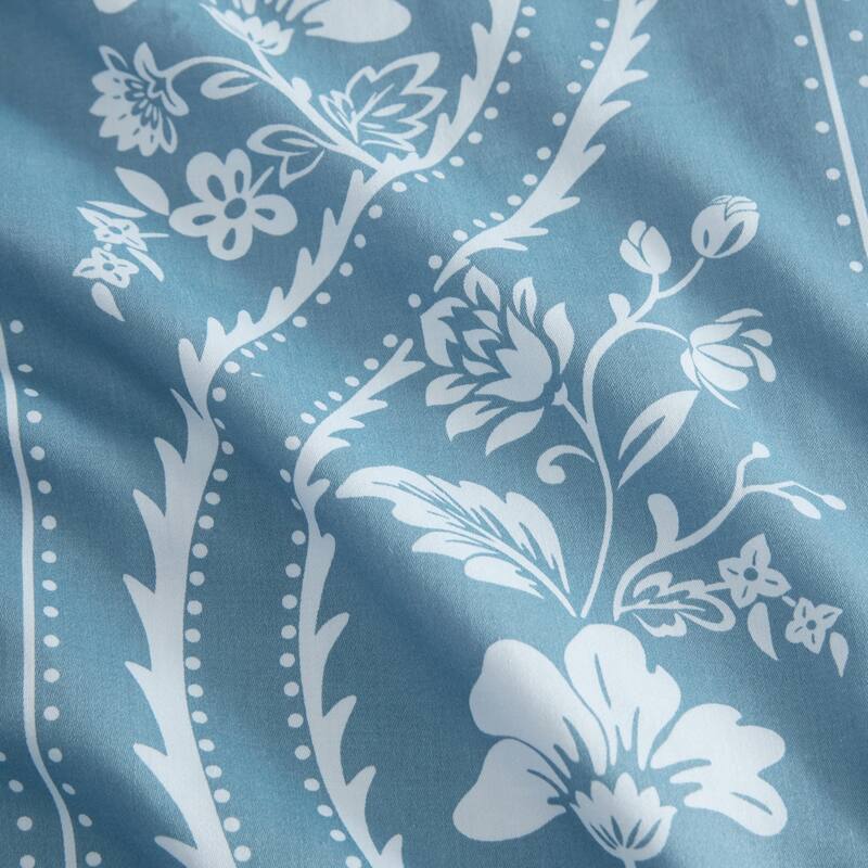 Martha Stewart Sophia Stripe Blue Cotton Duvet Cover Set