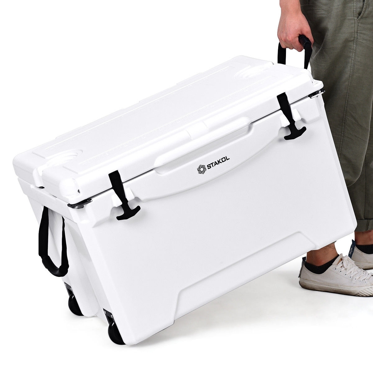 Gymax 80 Quart Cooler 2 Wheels Ice Chest Heavy Duty Fishing Hunting - Bed  Bath & Beyond - 23571809