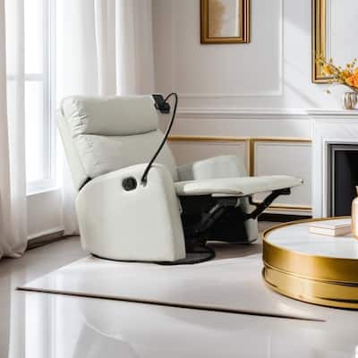 360° Swivel Reclining Glider Chair with Footrest, Phone Holder, and Adjustable Positions for Home Theater & Living Room
