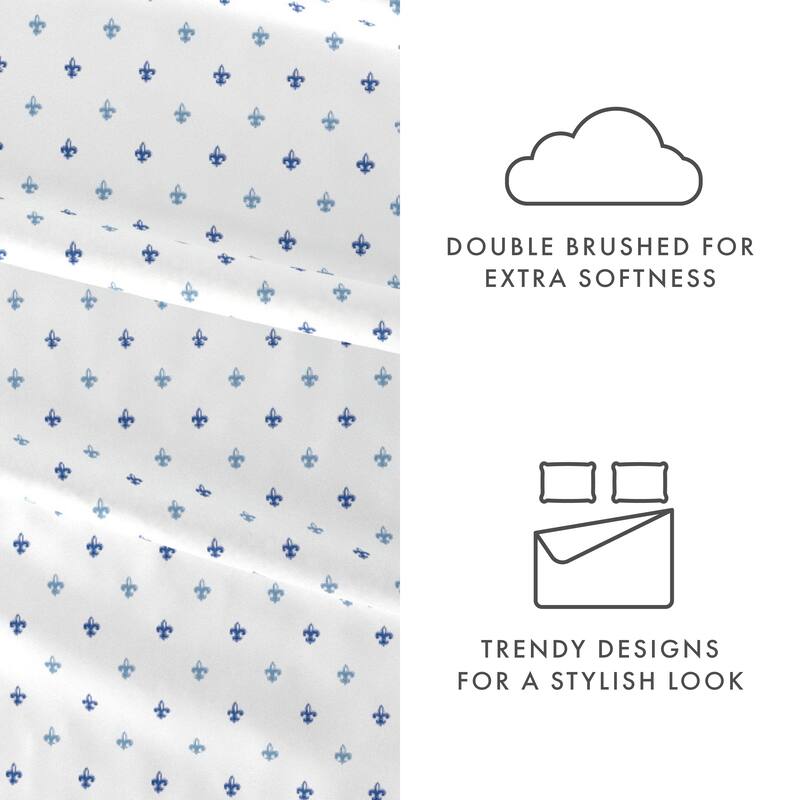 Becky Cameron Lily Pattern 4 Piece Deep Pocket Bed Sheet Set