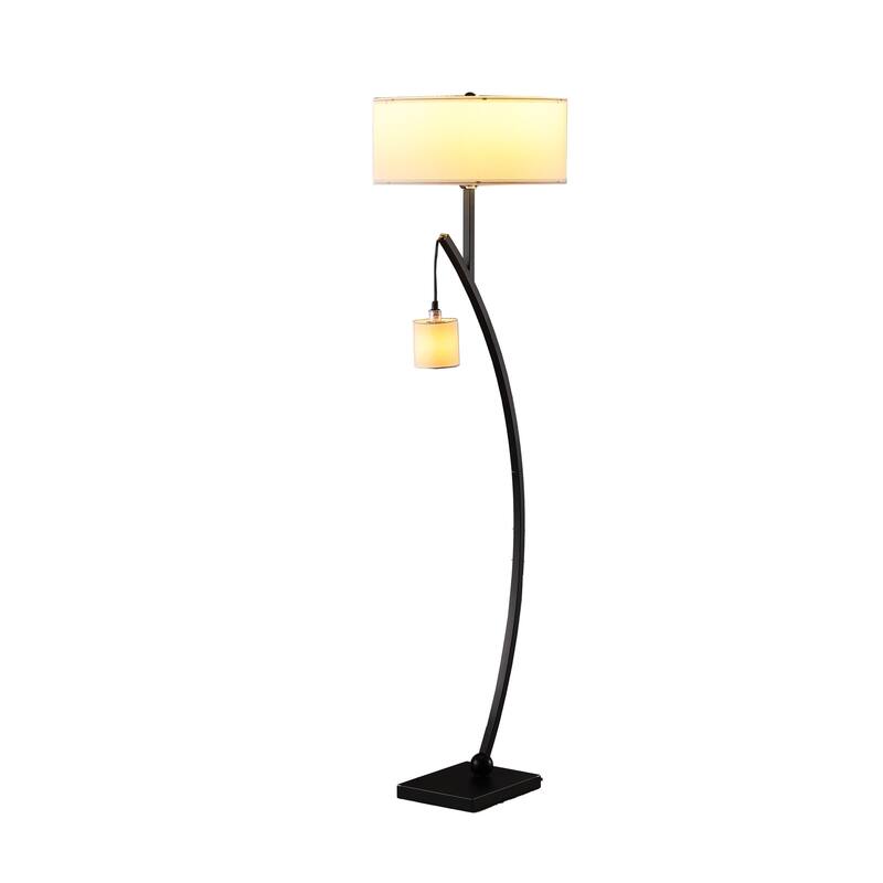Contemporary Dual Arc Hanging Pendulum Metal Floor Lamp