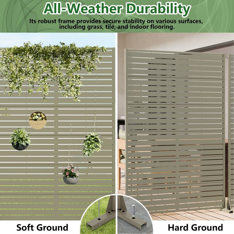 Outdoor Privacy Screen with Stand for Patio Garden Metal Fence Set of 2