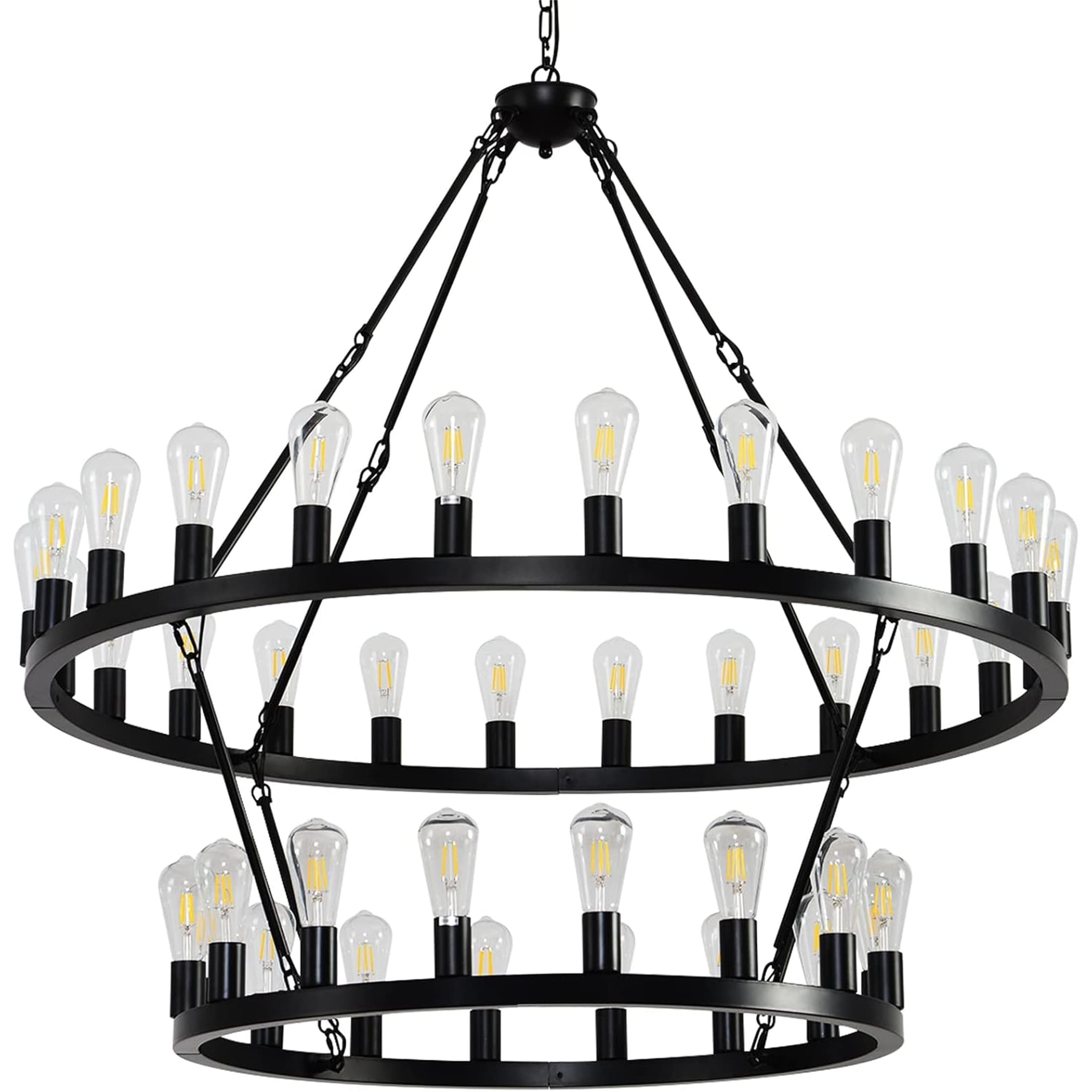 52 Inch Black Extra Large Wagon Wheel Chandelier