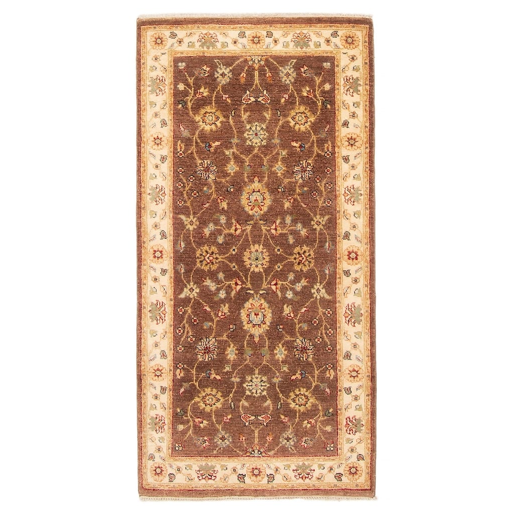 ECARPETGALLERY Hand-knotted Jamshidpour Brown Wool Rug - 2' 4" x 4' 9"