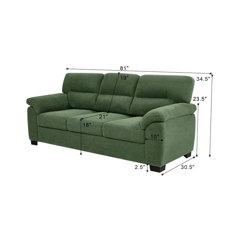 3-Seater Sofa, Modern Living Room Furniture, Textured Fabric Sofa,Minimalist Settee, Comfortable Armchair,Sturdy Frame Sofa