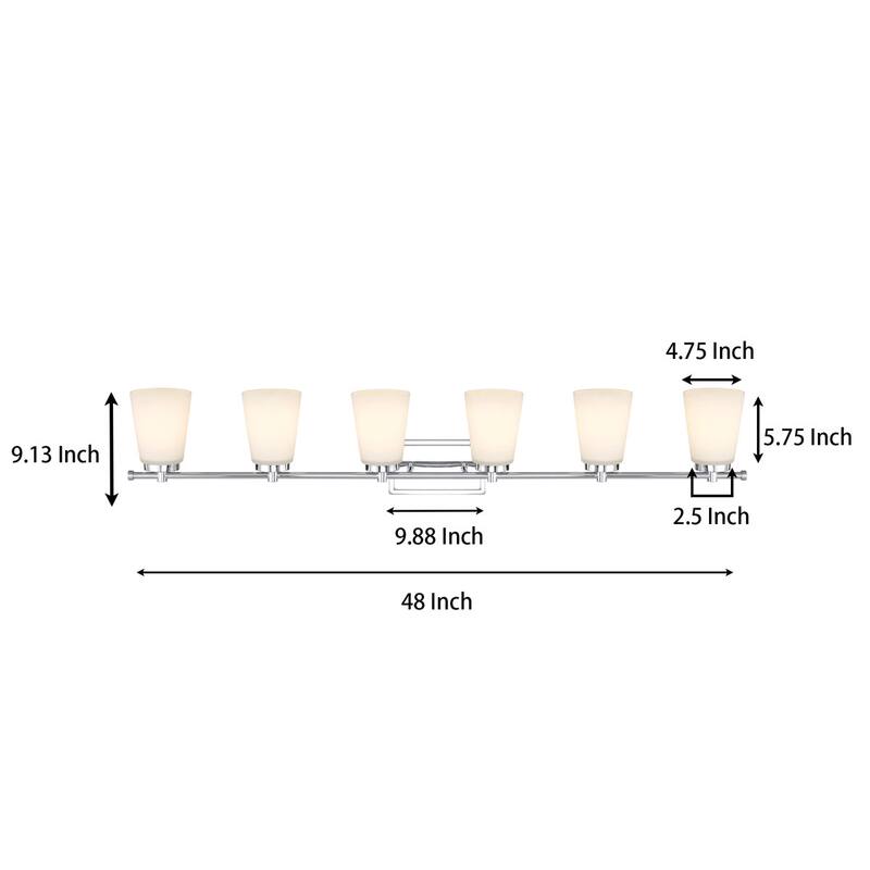 Acroma 6 - Light Steel Dimmable Bathroom Vanity Light - 6-light