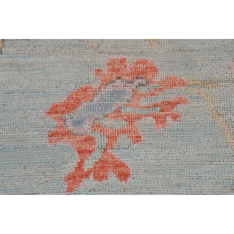 Hand Knotted Oriental 100% Wool Carpet Transitional All-Over Navy Blue & Blues Oushak Area Rug - 9' 11'' X 7' 10''
