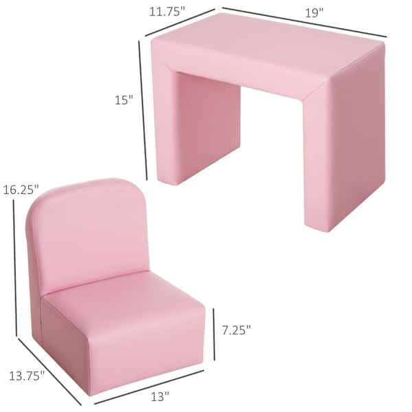 dimension image slide 1 of 2, 2-in-1 design Multifunctional chair and table set for kids - 19"L x11.75"W x 15"H