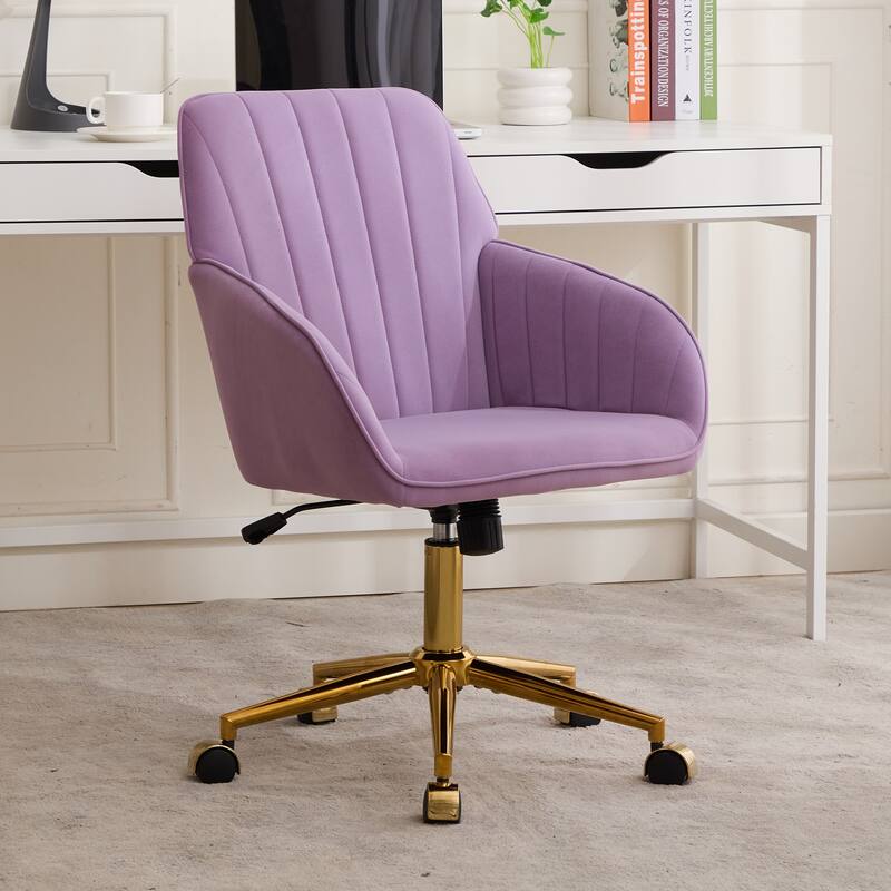 Adjustable Office Chair, Home Bedroom, Ergonomic Swivel Chair, Backrest Seat, Comfortable for Long Sitting - Lilac