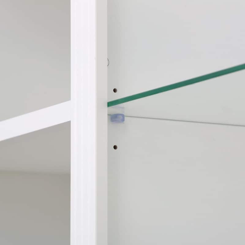 78.75" Tall 3-Piece Bookcase Set with Adjustable 5-Color LED Light, Retro Glass Display Shelves for Living Room or Office