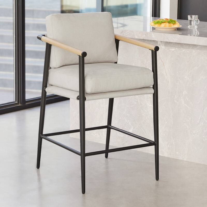 Chris Modern Counter Stools Set with Metal & Wood - Set of 2