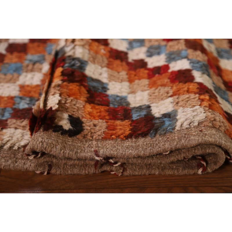 Hand Knotted Oriental 100% Wool Carpet Modern Geometric Red Moroccan Area Rug - 7' 9'' X 5' 6''