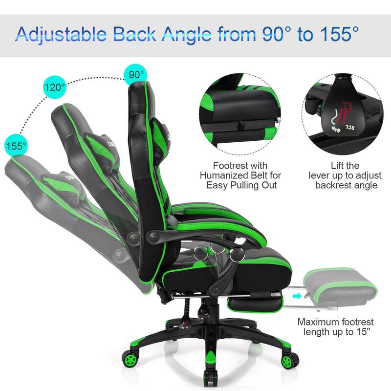 Gymax Office Computer Desk Chair Gaming Chair Adjustable Swivel - See Details