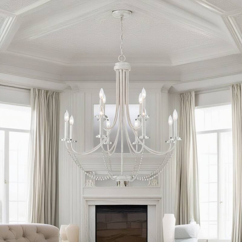 Acroma 12-light 33.5 In Modern White French Country Candle Chandelier - 33.5"D*127.5"H