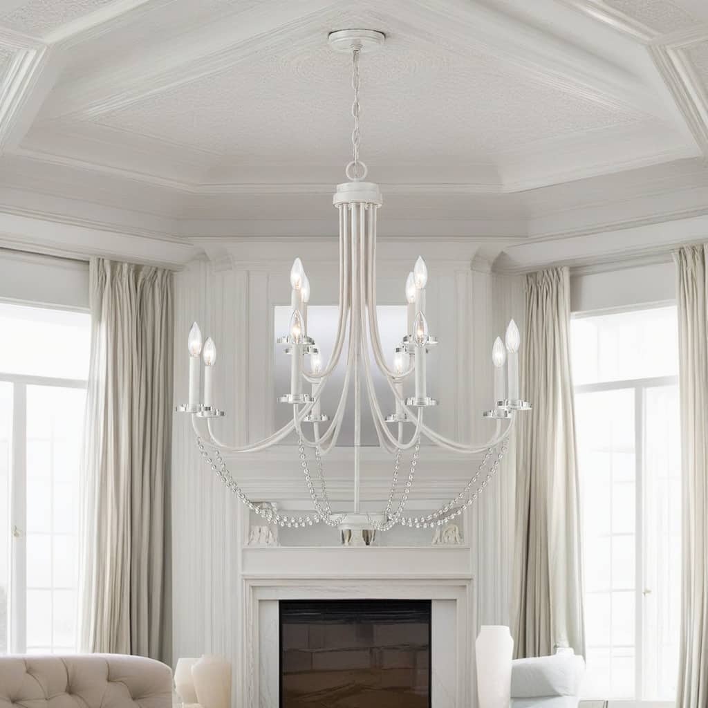 Acroma 12-light 33.5 In Modern White French Country Candle Chandelier - 33.5"D*127.5"H